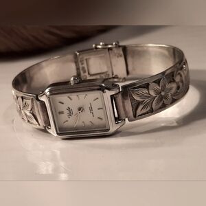 Vintage Sterling Silver Bracelet On Watch(stsinless Steel)